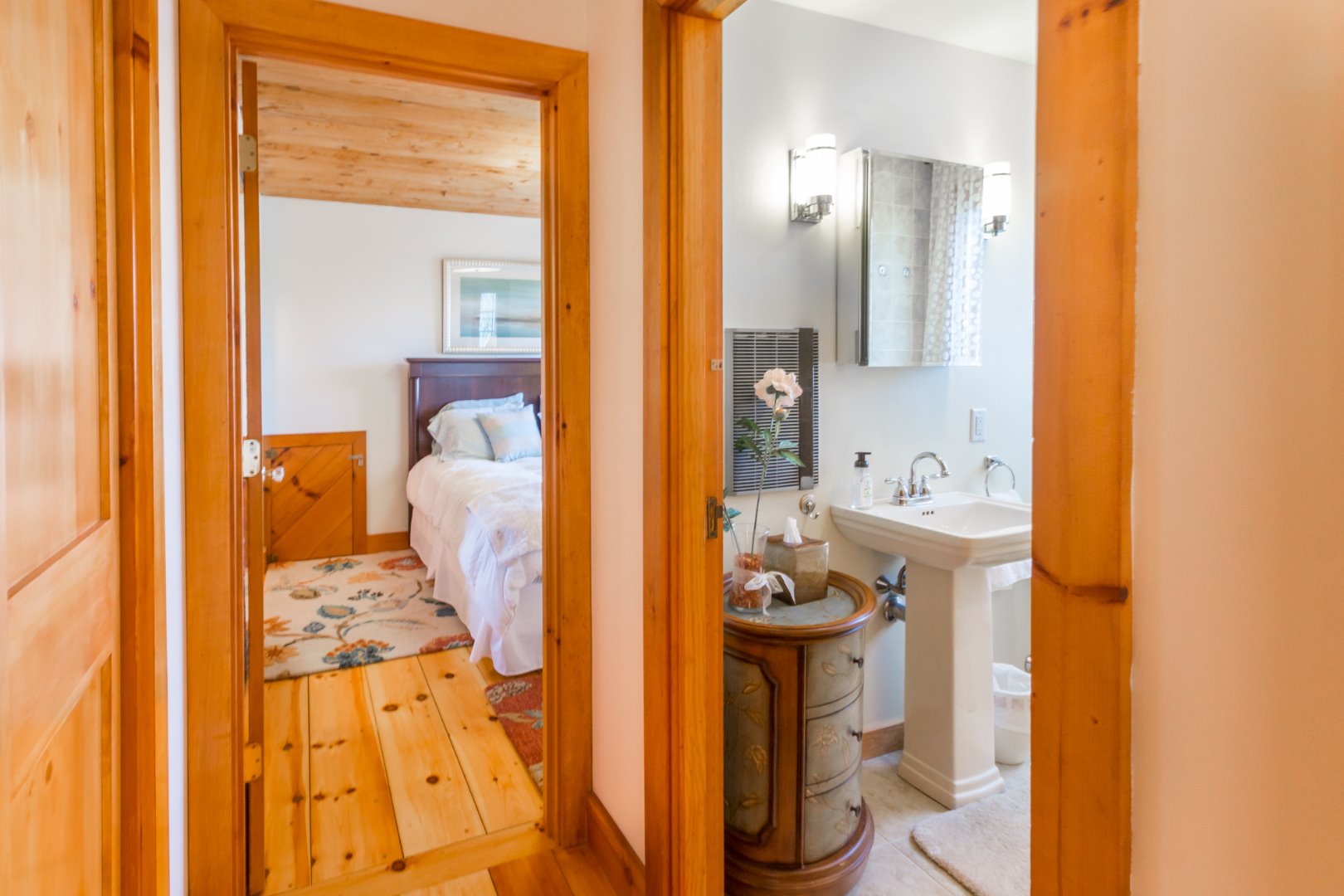 37 Edgartown Meadows Road Edgartown, MA 02539 - Photo 25 of 38 a bathroom with a granite countertop sink and a mirror