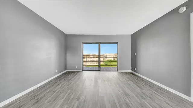 a view of a bench in a window