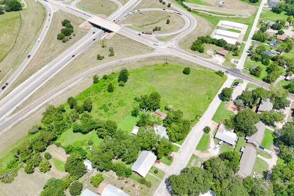 an aerial view of a residential houses