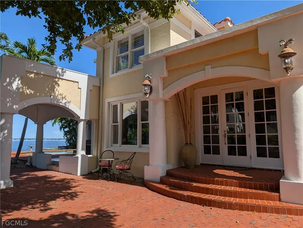 a view of a building with a patio