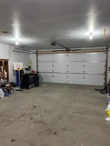 a storage room with cabinets