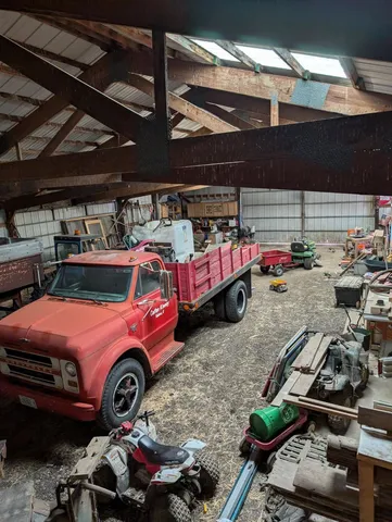 a car is parked in a garage