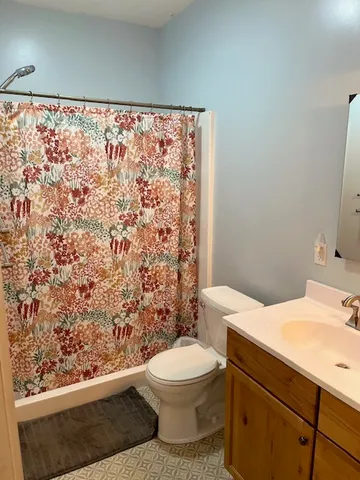 a bathroom with a toilet a sink and a mirror