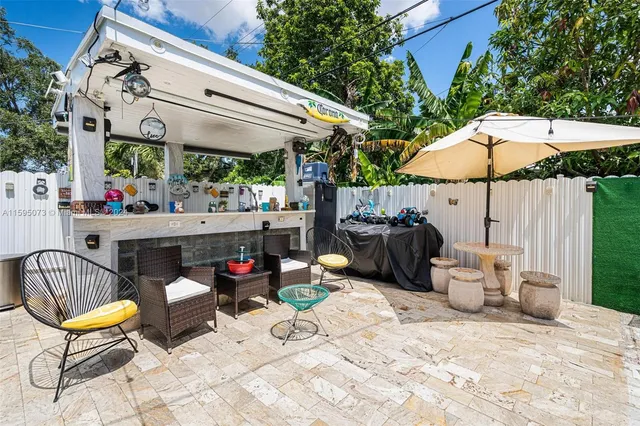 a house view with a seating space