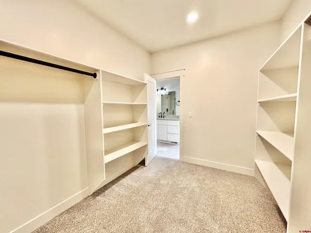 a view of an empty walk in closet