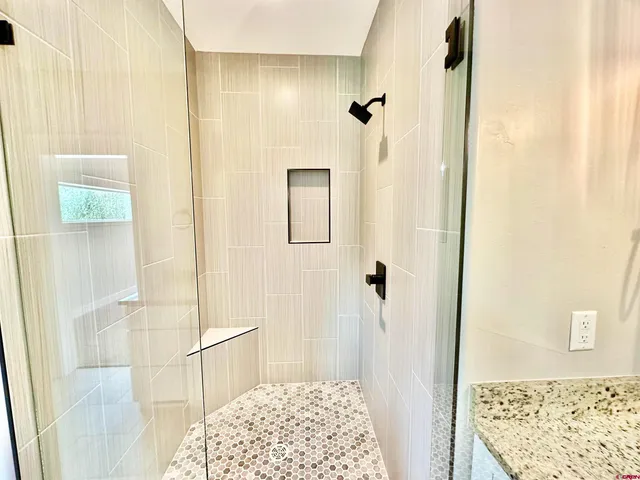 a bathroom with a shower