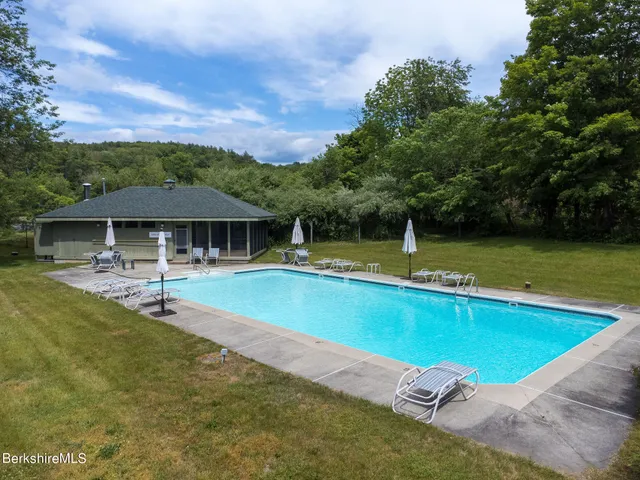 a view of swimming pool with lounge chair