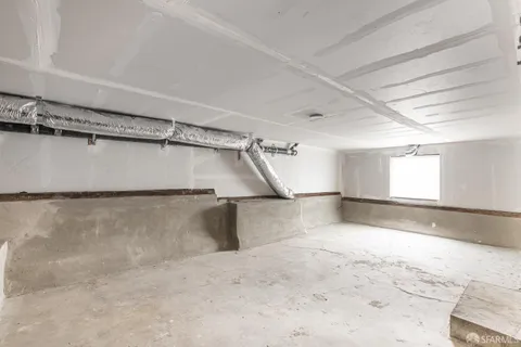 a view of a room with racks on the wall