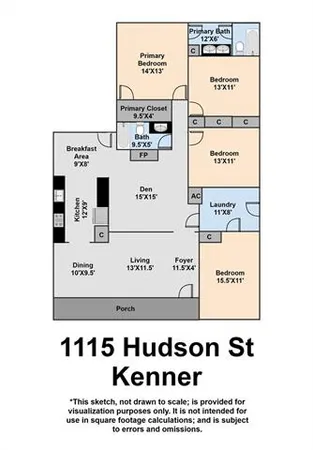 $339,000 | 1115 Hudson Street, Kenner, LA 70062