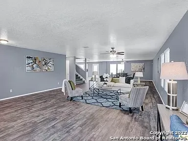 a living room with furniture