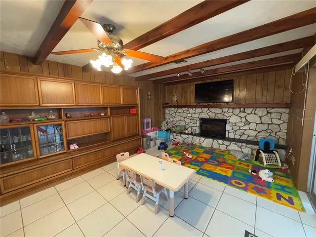 a bedroom with a bed and furniture