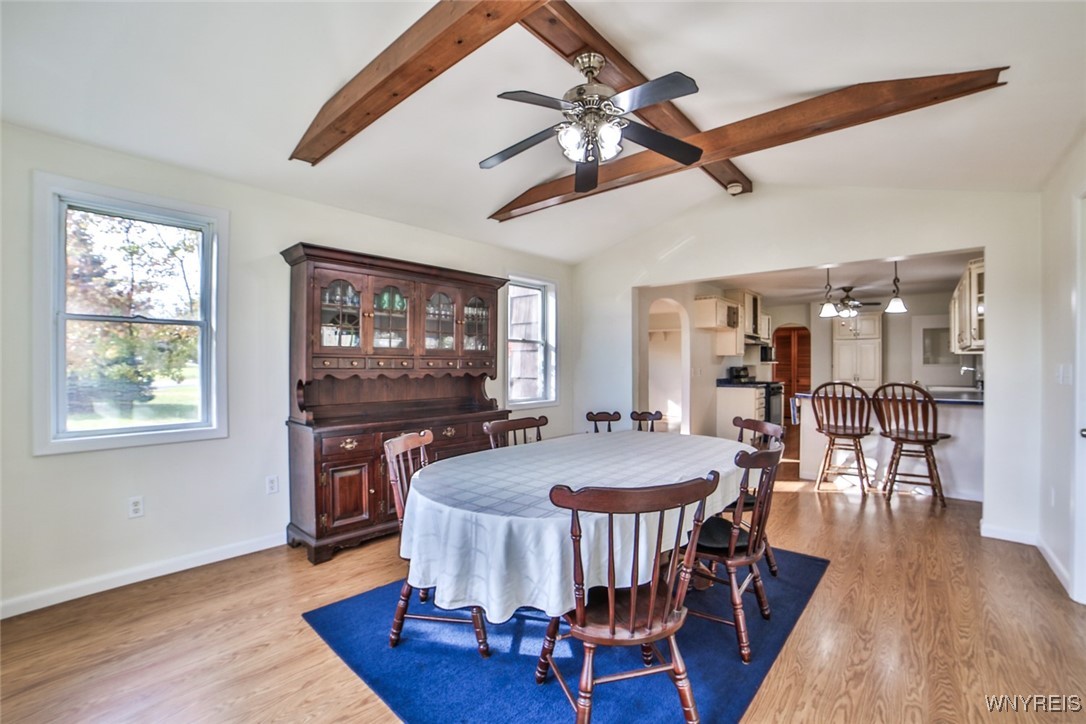 13676 Bloomingdale Road Newstead, NY 14001 - Photo 10 of 39 Pretty beamed, cathedral ceilings in the dining ro