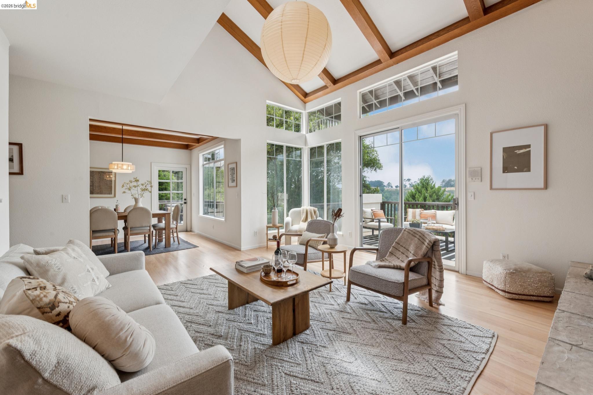 1325 Drury Road Berkeley, CA 94705 - Photo 15 of 71 Vaulted ceiling with exposed wood beams
