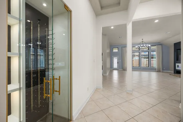 a view of an entryway of a hallway