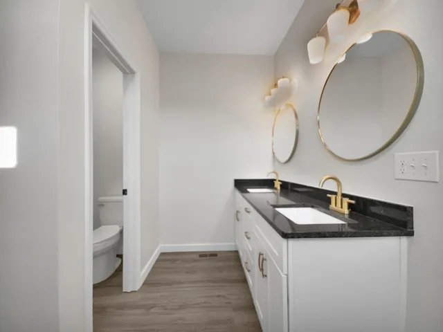 a view of small space with wooden floor