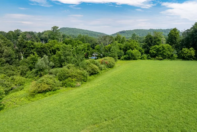a view of a big yard with lots of green space