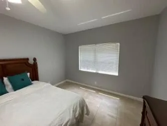 an empty room with windows