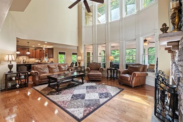 a living room with furniture