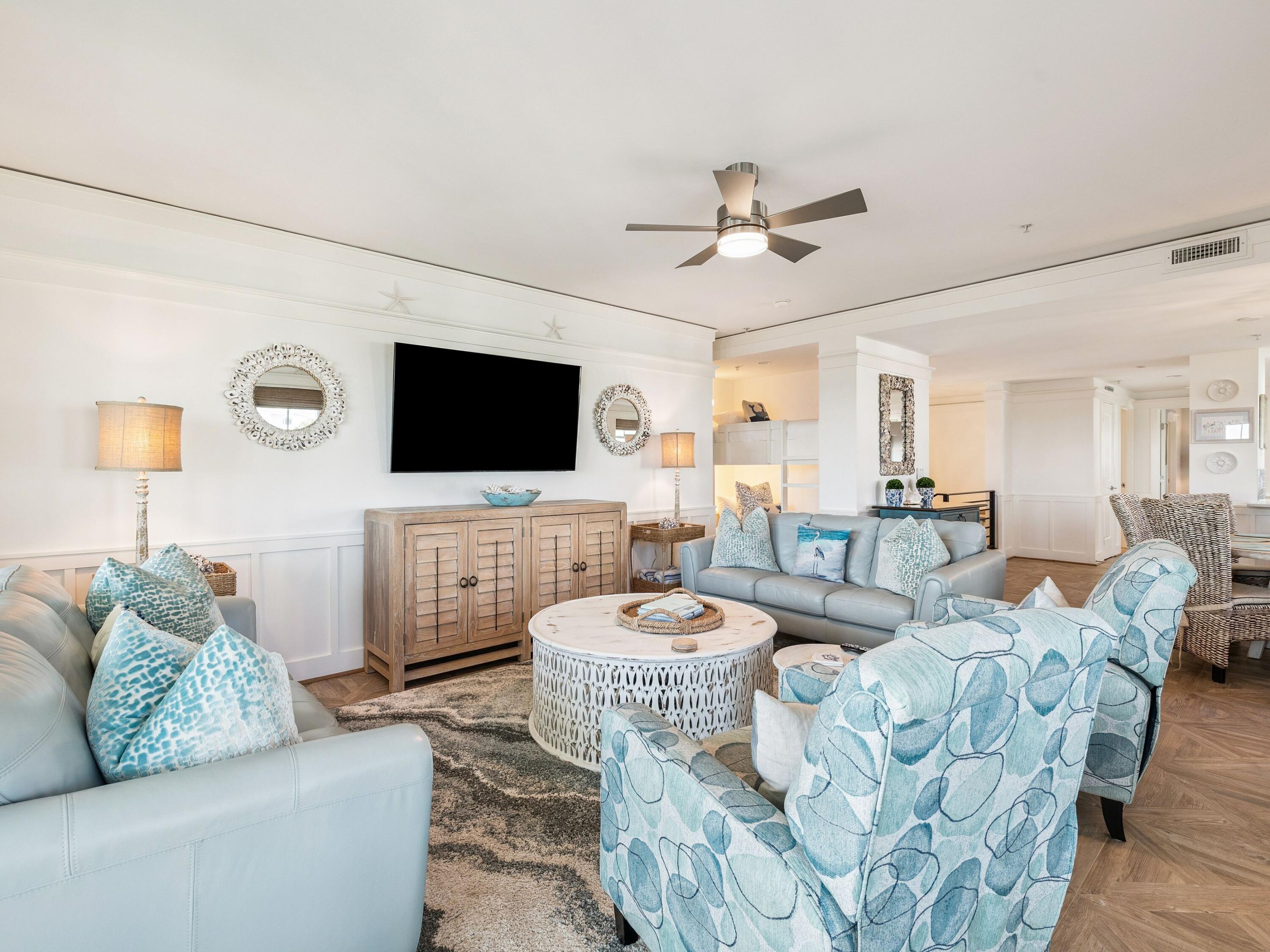 1848 East County Highway 30A, Unit 2 Santa Rosa Beach, FL 32459 - Photo 16 of 37 a living room with furniture and a flat screen tv