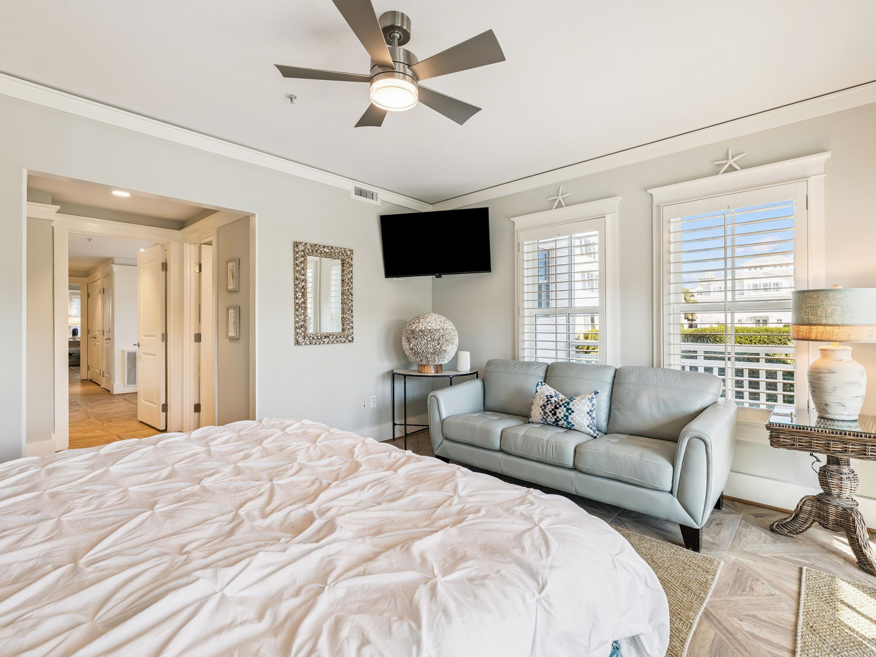 1848 East County Highway 30A, Unit 2 Santa Rosa Beach, FL 32459 - Photo 10 of 37 a bedroom with a large bed and a couch