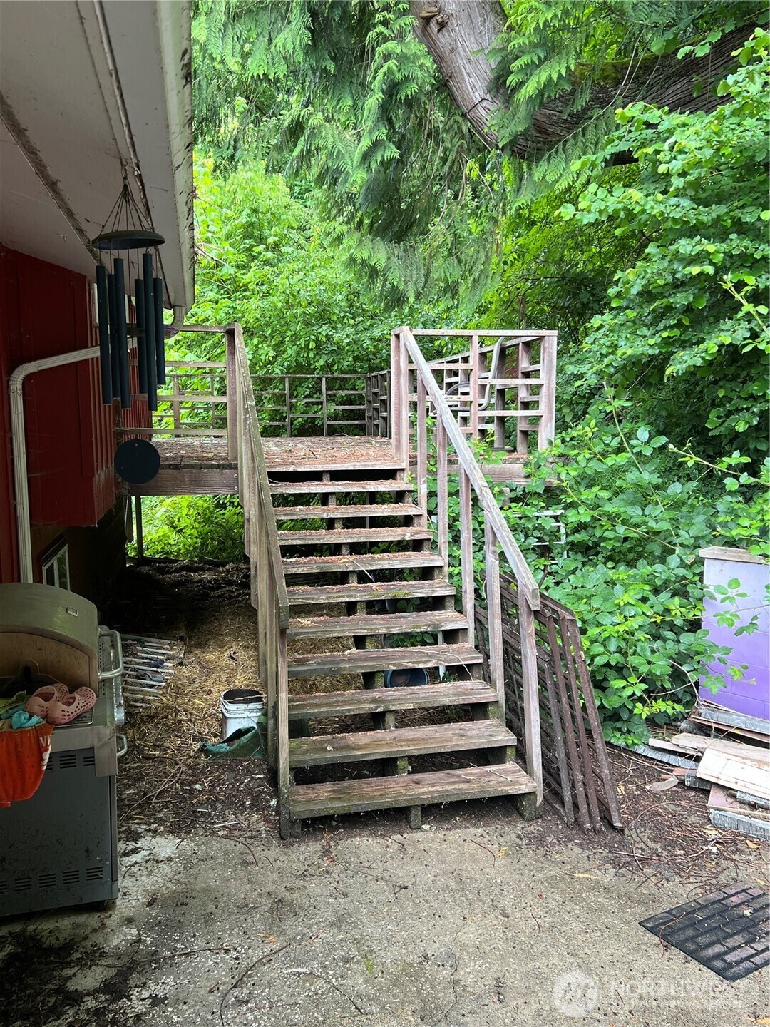 452 Lincoln Creek Road Centralia, WA 98531 - Photo 22 of 25 a view of a backyard with lawn chairs plants and large tree