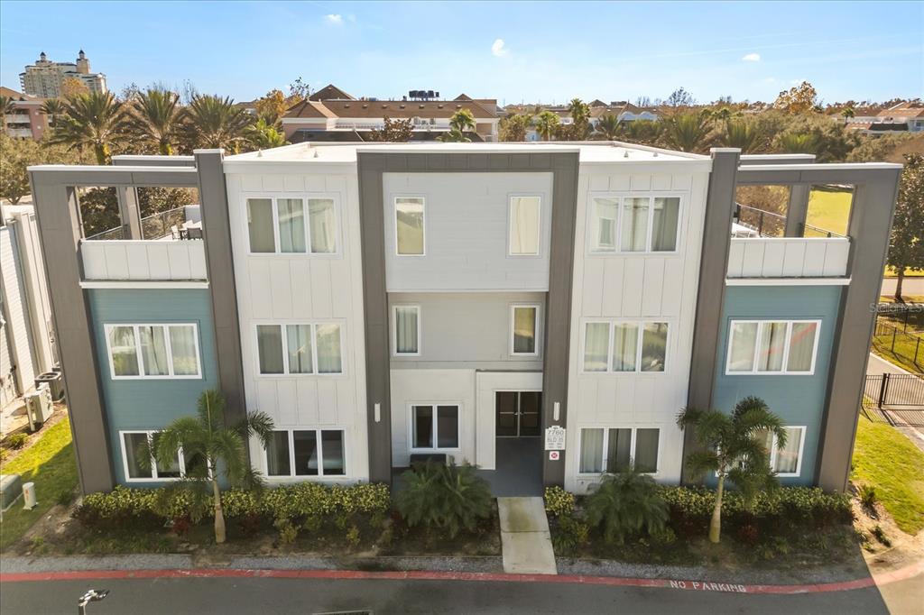 a view of a city with tall buildings