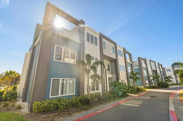 a front view of a multi story building