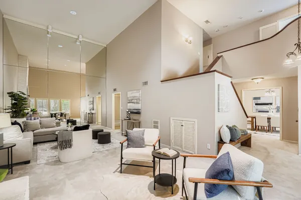 a living room with furniture