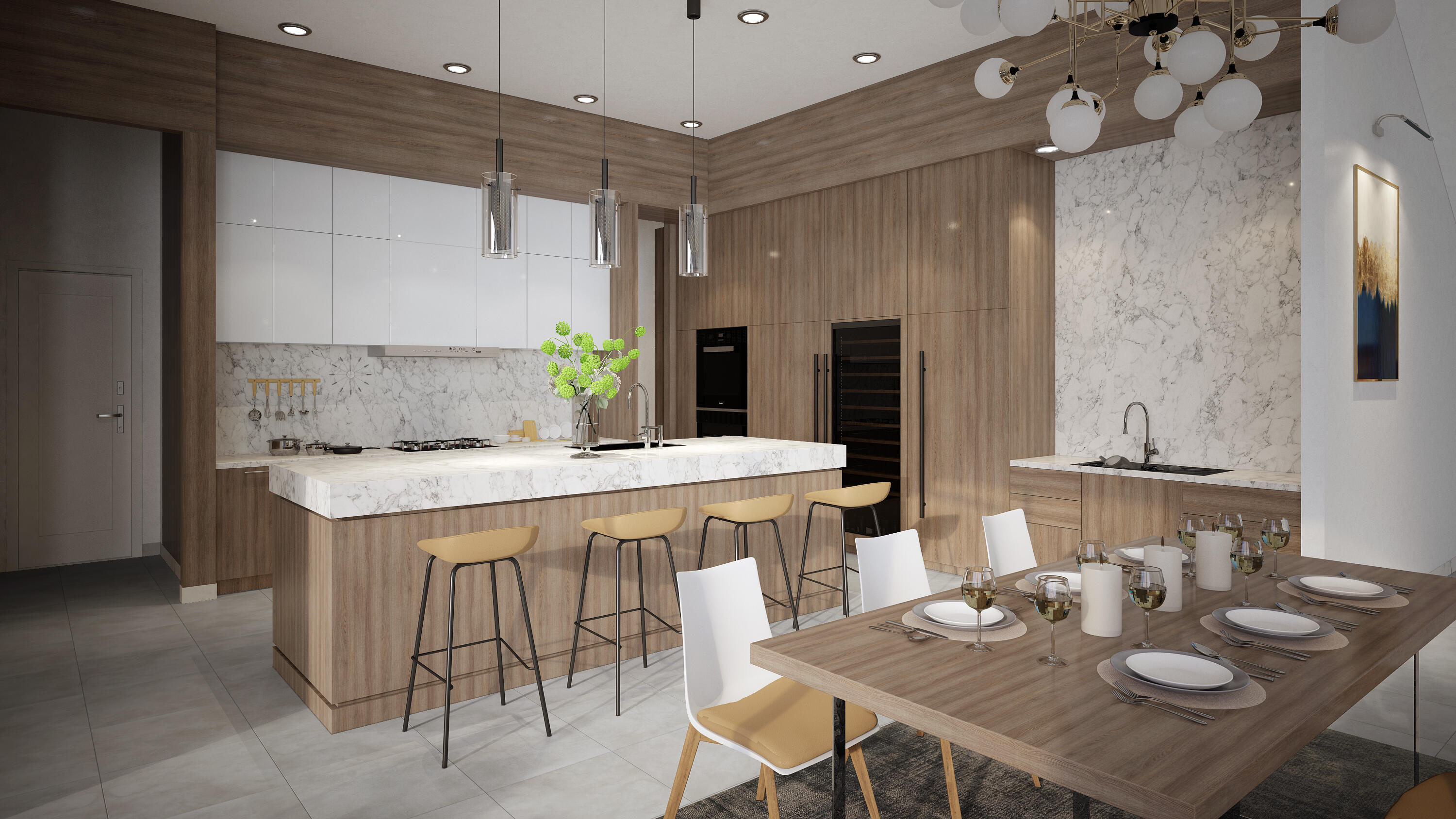 10 Bamboo Lane Jupiter, FL 33458 - Photo 5 of 14 a kitchen with a table chairs stove and refrigerator