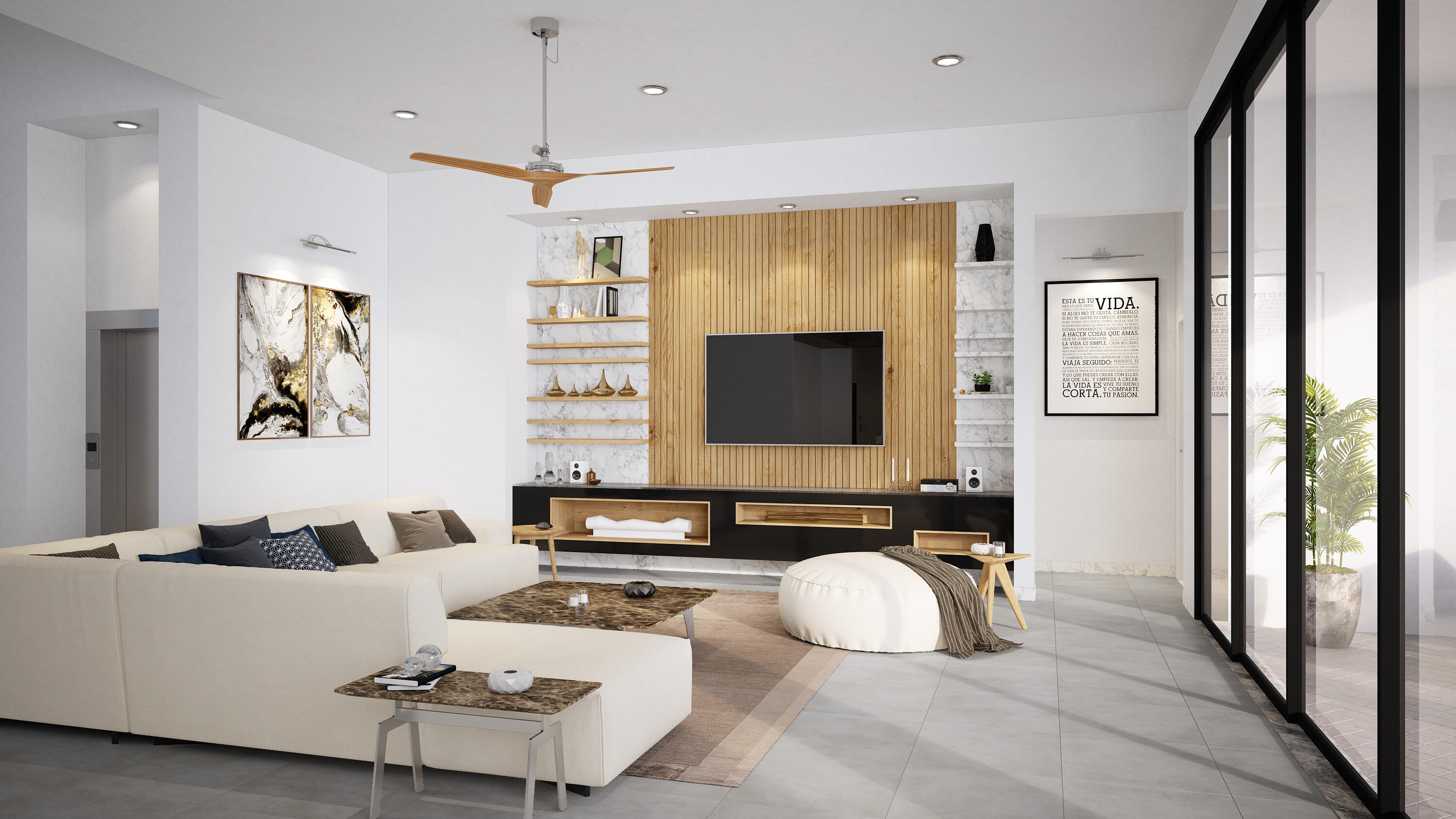 10 Bamboo Lane Jupiter, FL 33458 - Photo 6 of 14 a living room with furniture a large window and a flat screen tv