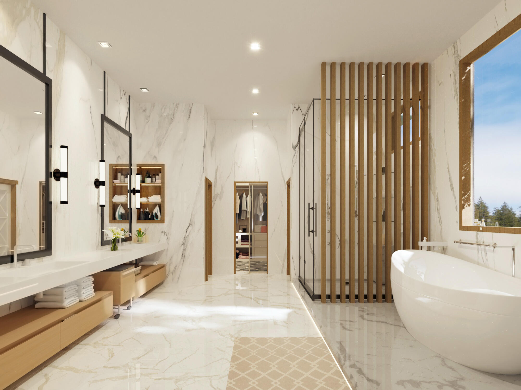 10 Bamboo Lane Jupiter, FL 33458 - Photo 8 of 14 a bathroom with a tub and a large mirror