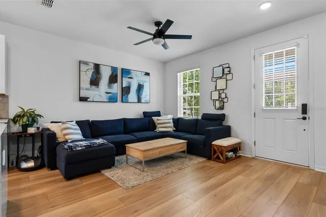 a living room with furniture