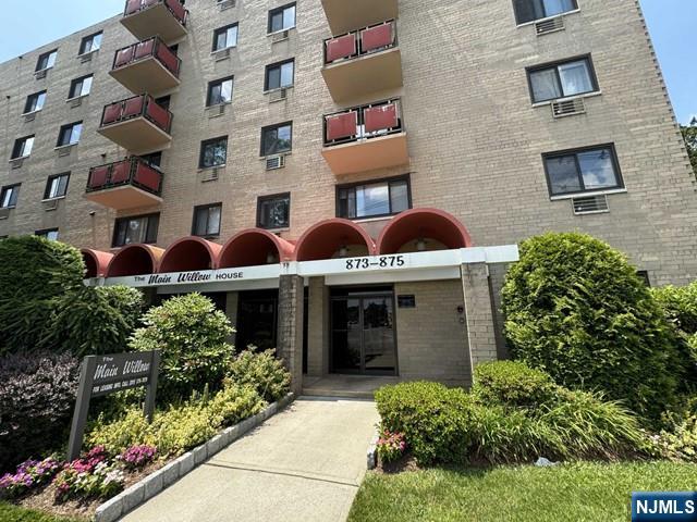 front view of a brick building