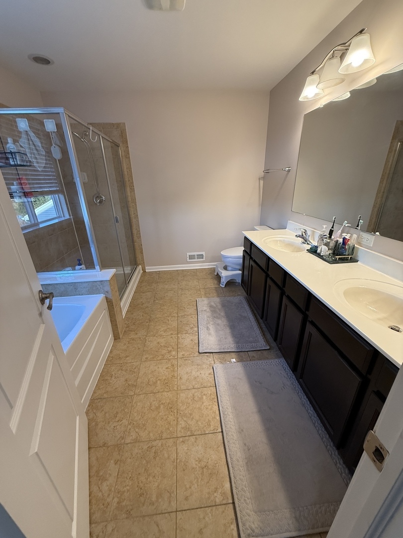 2572 Retreat Circle Lisle, IL 60532 - Photo 25 of 40 a bathroom with a double vanity sink and a mirror