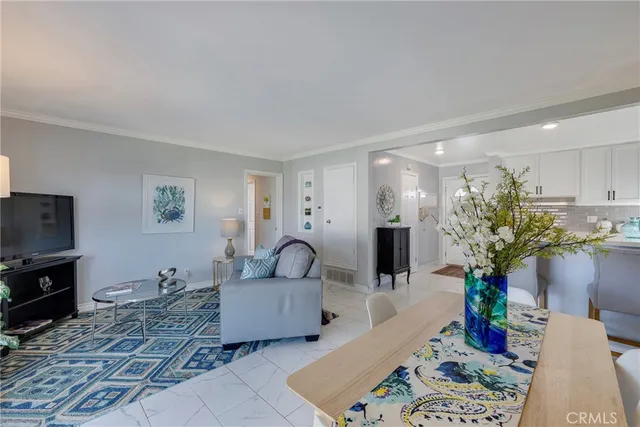 a living room with furniture flowerpot and a rug