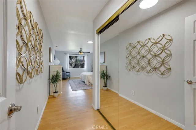 a view of an empty walk in closet