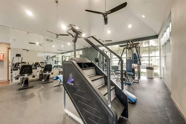 a view of a room with gym equipment
