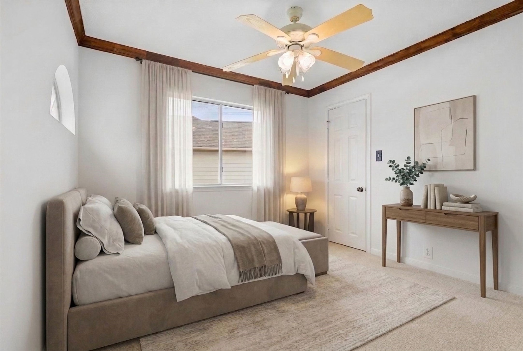5426 Bourgeois Road Houston, TX 77066 - Photo 30 of 43 Experience serene elegance in this third guest bedroom, featuring a soft, inviting ambiance. (Virtual Staging)