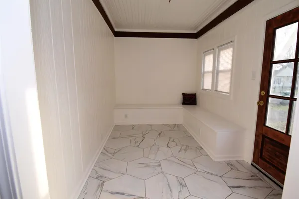 an empty room with windows