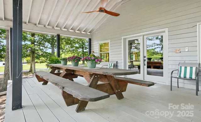 a view of a lake with a houses