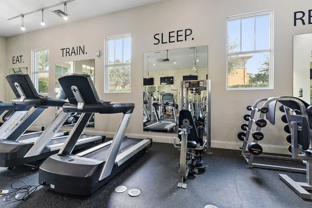 a view of a room with gym equipment