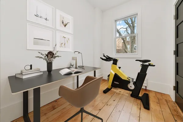 a view of a room with gym equipment