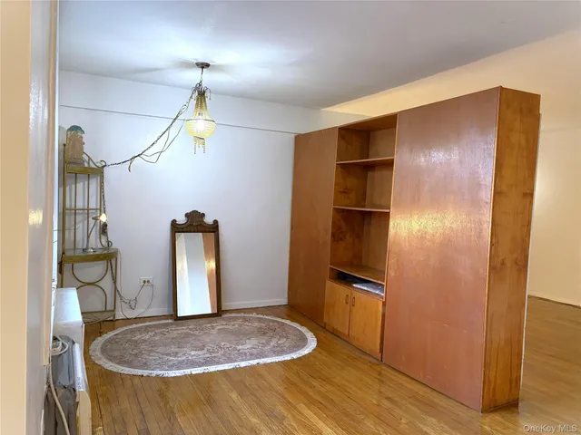 a kitchen with a refrigerator and countertop
