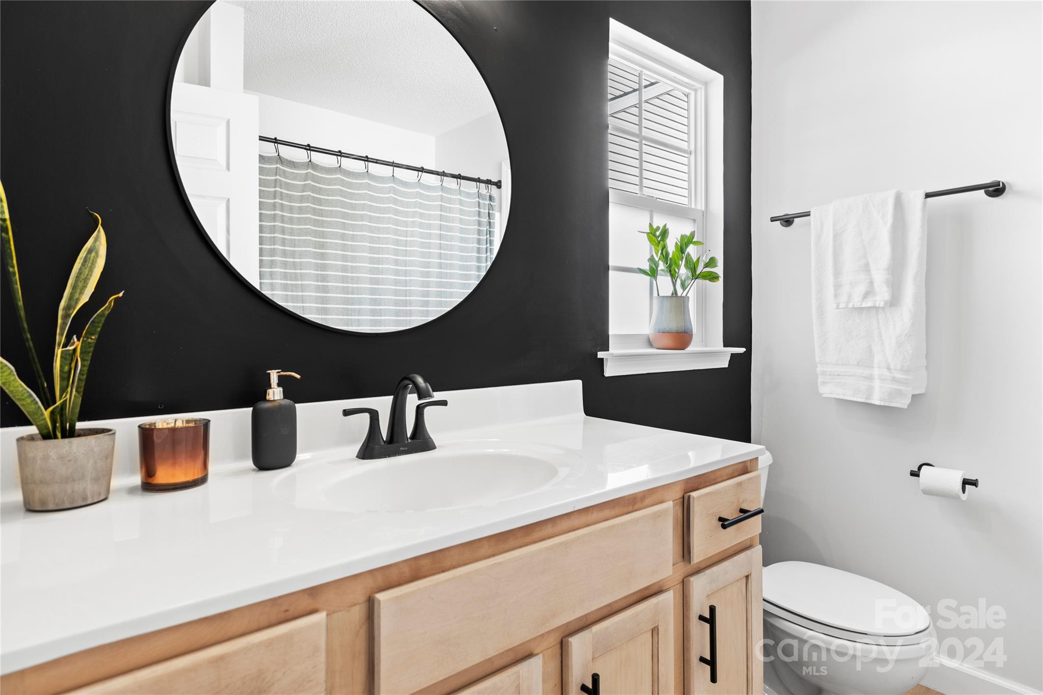 4909 Deerton Road Charlotte, NC 28269 - Photo 15 of 31 a bathroom with a toilet a sink and a mirror