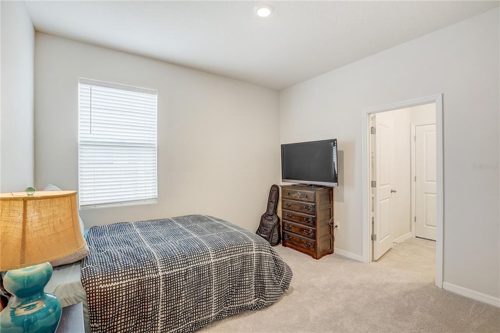 12401 Shining Willow Street Riverview, FL 33579 - Photo 16 of 26 a bedroom with a bed and flat screen tv