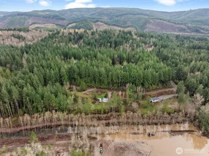a view of a lake with mountains in the background