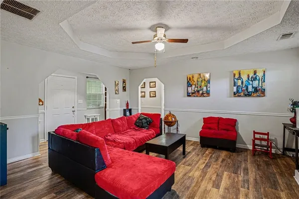 a living room with furniture