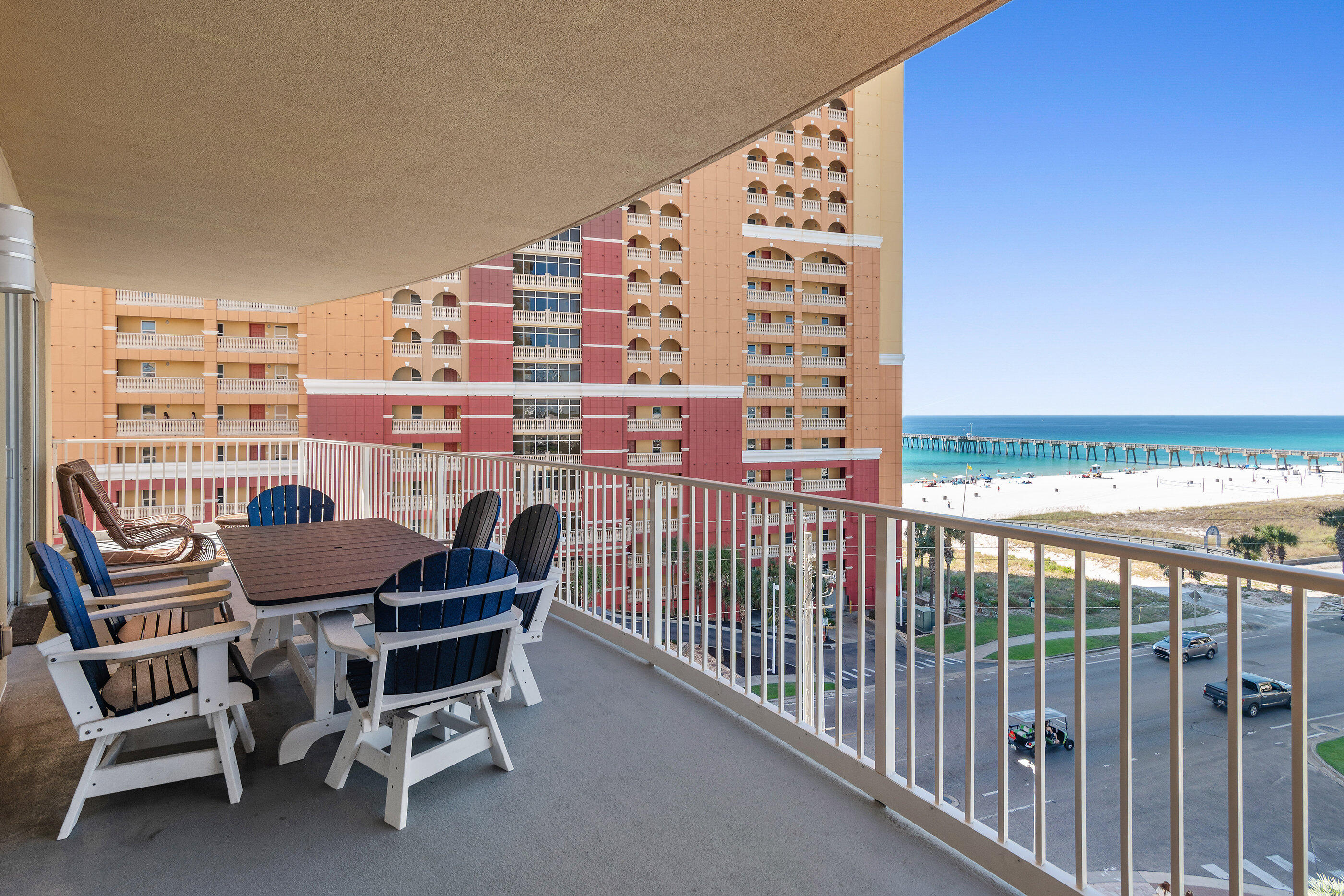 15928 Front Beach Road, Unit 601 Panama City Beach, FL 32413 - Photo 21 of 39 a view of a balcony with chairs