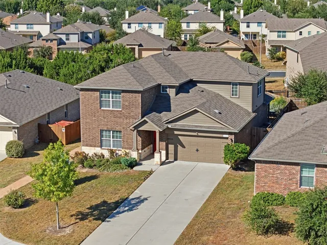 an aerial view of a house