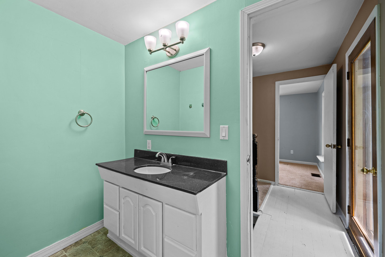 1202 20th Avenue Viola, IL 61486 - Photo 32 of 50 a bathroom with a sink and a mirror